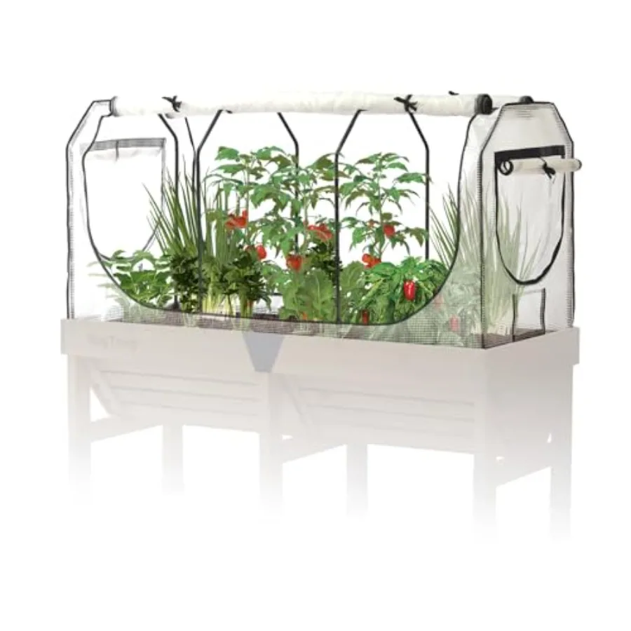 Greenhouse Frame and Multi-Cover Set for Classic Medium 1.8m Raised Bed, White - Durable Double Layer Micro Mesh Insect Protect