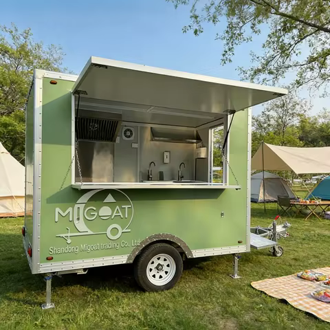Mini Food Trailer - Customizable Mobile Kitchen Easy to Tow for Coffee Snack Beverage Business