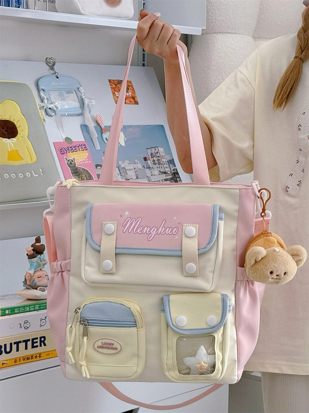 

Large Capaci Tote Bag School Color Blo Crossbody Bag Student Tutoring Class oulder Bag Sna Pain Bag Kids Bag