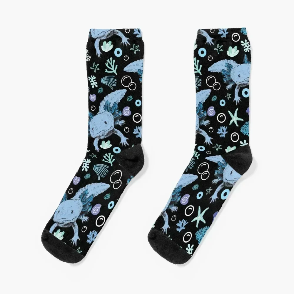 

Blue Axolotl Coral Pattern Socks essential heated fashionable Socks For Man Women's