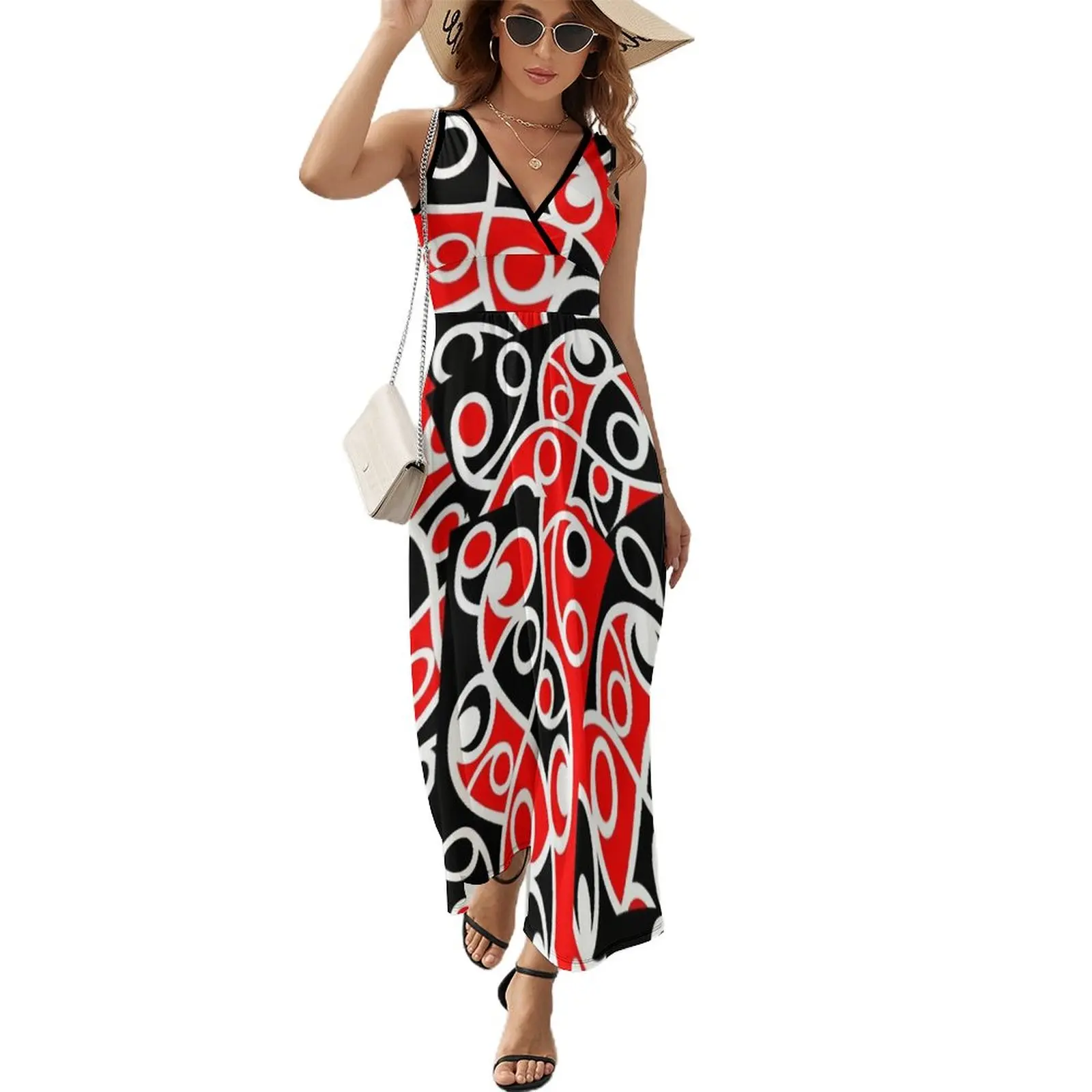 

Maori Kowhaiwhai Layered Pattern Sleeveless Dress Women's clothing Cocktail of dresses