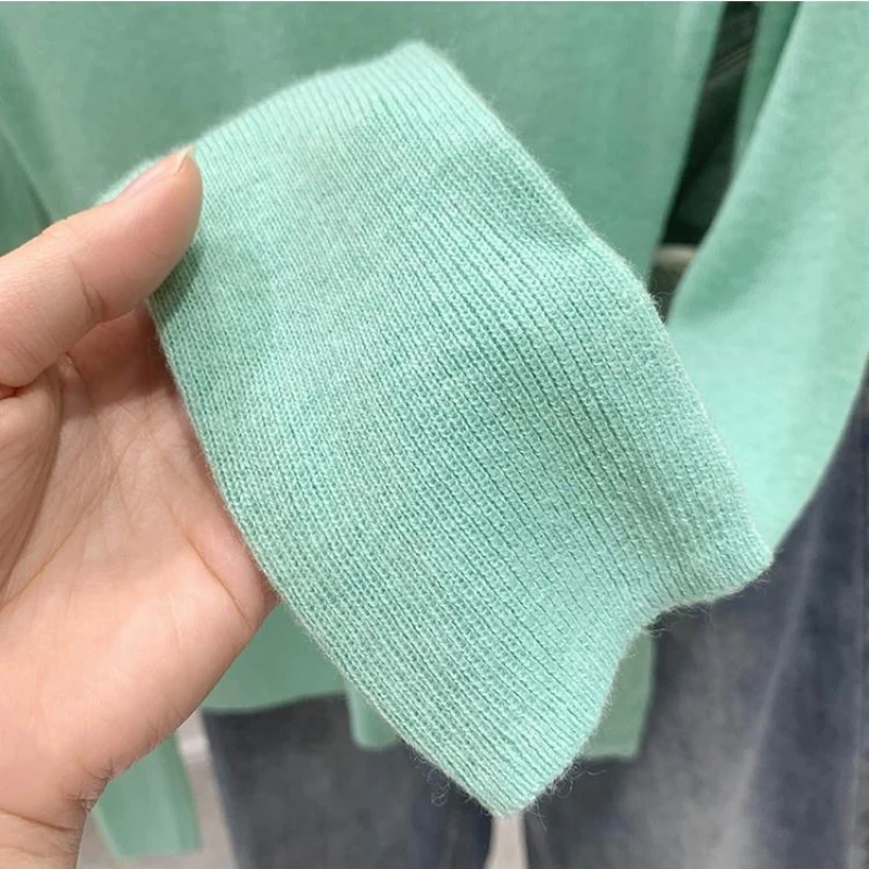 Mint Green T-shirts Women Long Sleeve Slim O-neck Korean Style Simple Solid Color Spring Ins Sweet Leisure Basic Fashion