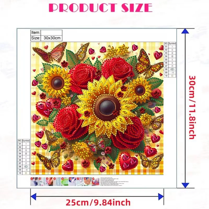 RUOPOTY Special Shape Diamond Art Painting Kits for Adults Flowers Crystal Rhinestones Diamond Art Kits for Home Decor 30×30cm