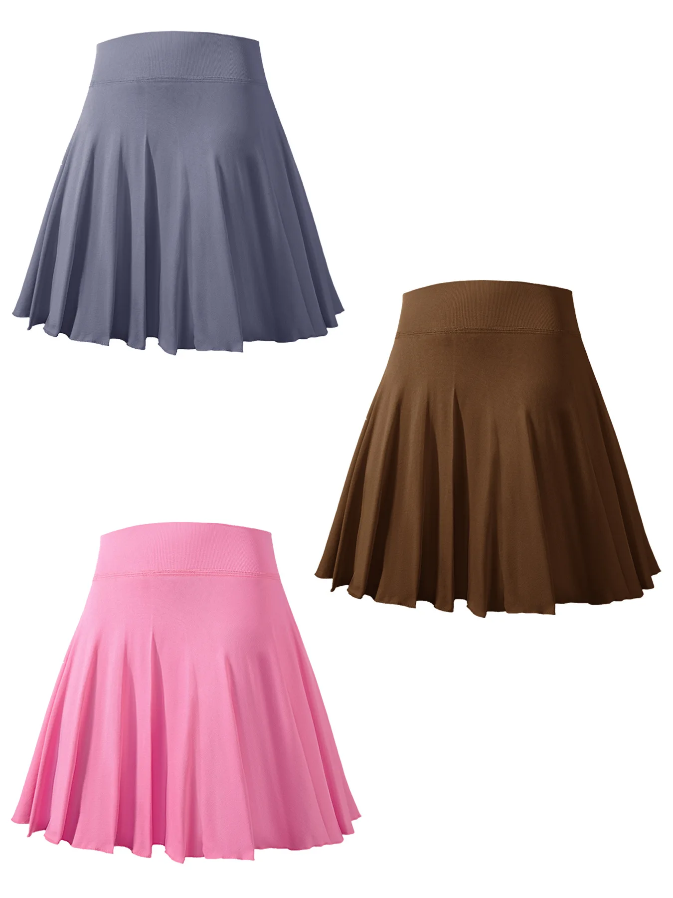 

Ladies' solid-color yoga tennis skirt, pleated sports skirt, badminton skirt and fitness skirt