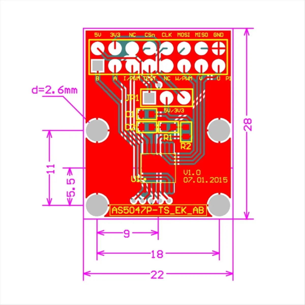 A14M AS5047P Encoder Adapter Board SimpleFOC Doggo Magnetic Encoder SPI ABI Pulse Width Modulation