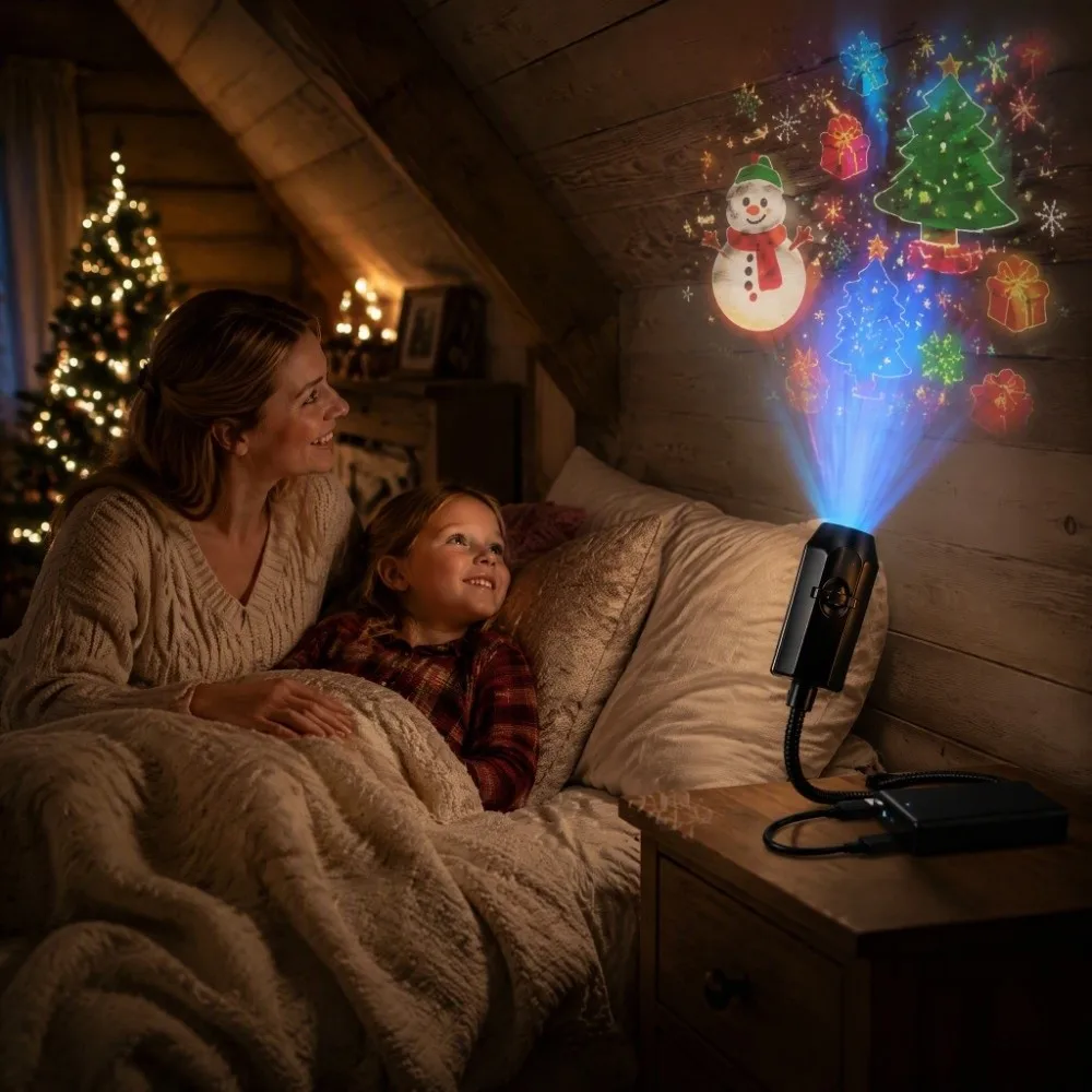 Creative Christmas Projector Lamp LED Light Source Gentle Brightness LED Night Light USB Powered Soft Brightness Projector Lamp