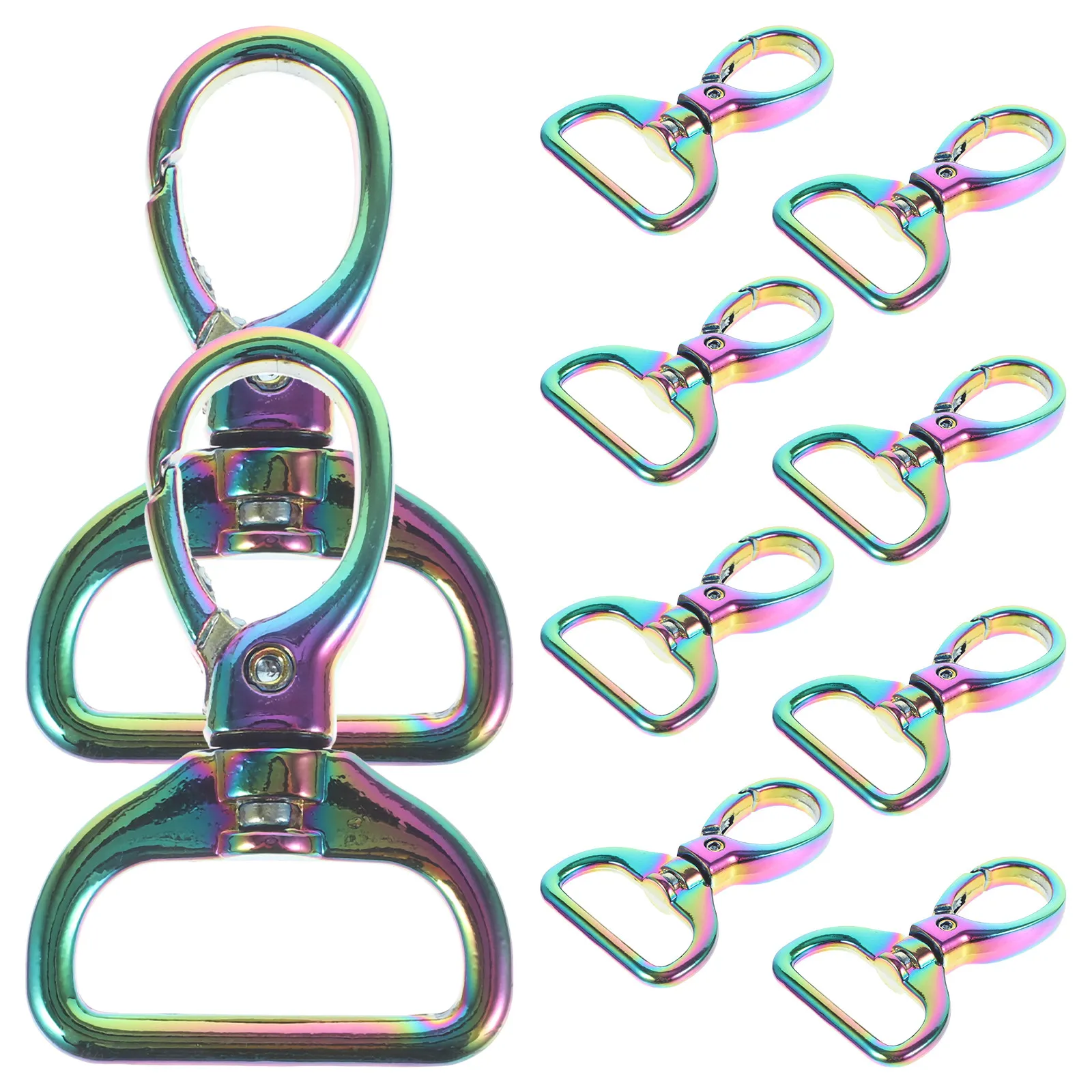 

10 шт. металлических D-образных колец-карабинов для ключей, фурнитура для кожаных изделий, DIY, зажимы для ключей, регулируемые пряжки для сумок и багажа