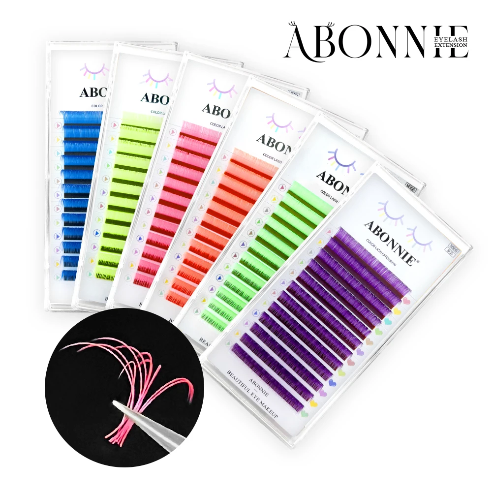 Abonnie 24 Colored Individual Eyelashes Volume Lashes Extensions