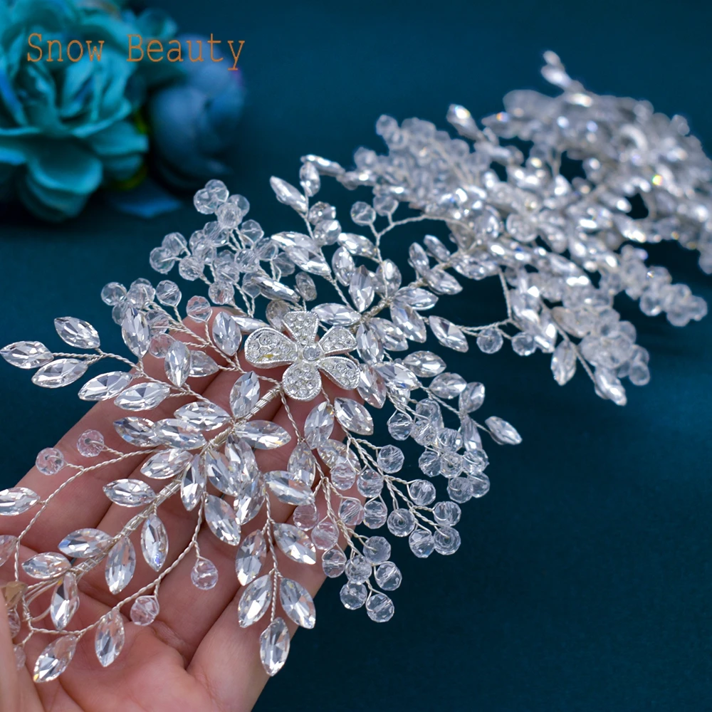 DZ094 Sparkly Wedding Hair Pieces for Brides Rhinestone Bridal Headdress Jeweled Girl Headbands Crystal Headpiece for Women