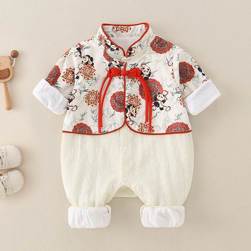 Nuovo Completo Autunnale 2025 per Neonati Maschi, Pantaloni Lunghi a Vita Alta, Abbigliamento Tradizionale Cinese per Bambini Piccoli