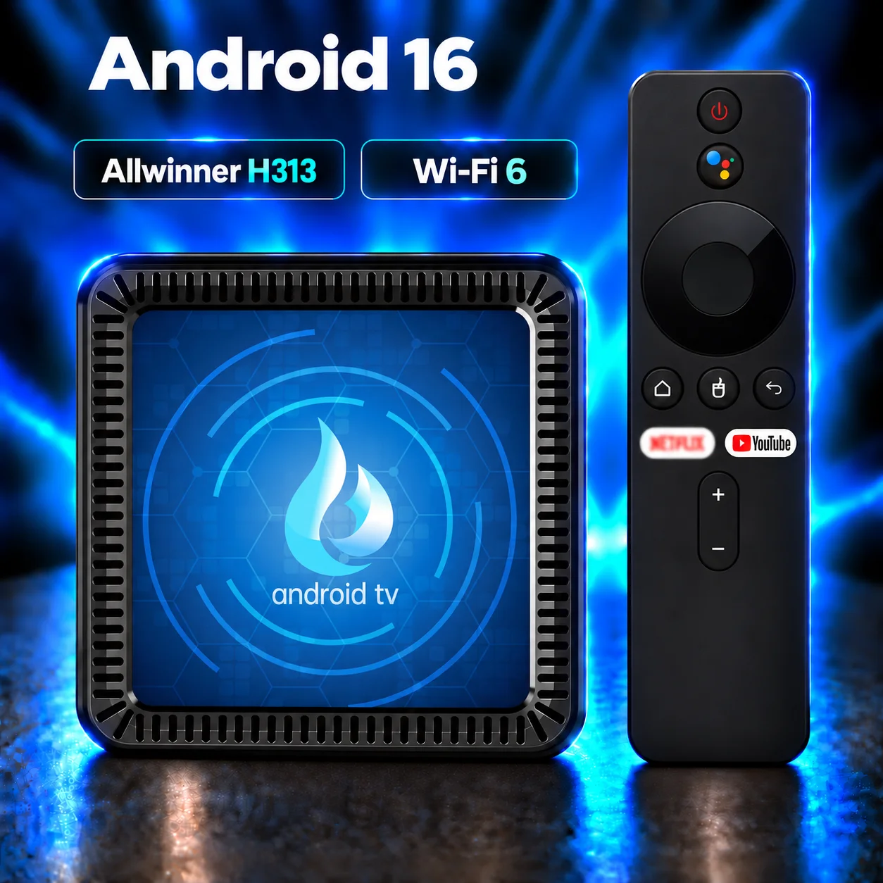 TV Box Android16 Allwinner H313 Quad Core 8GB 256GB, WiFi Dual 4G&5G, Lettore Multimediale HD 4K, BT 5.0, Supporto Telecomando Vocale, Set Top Box