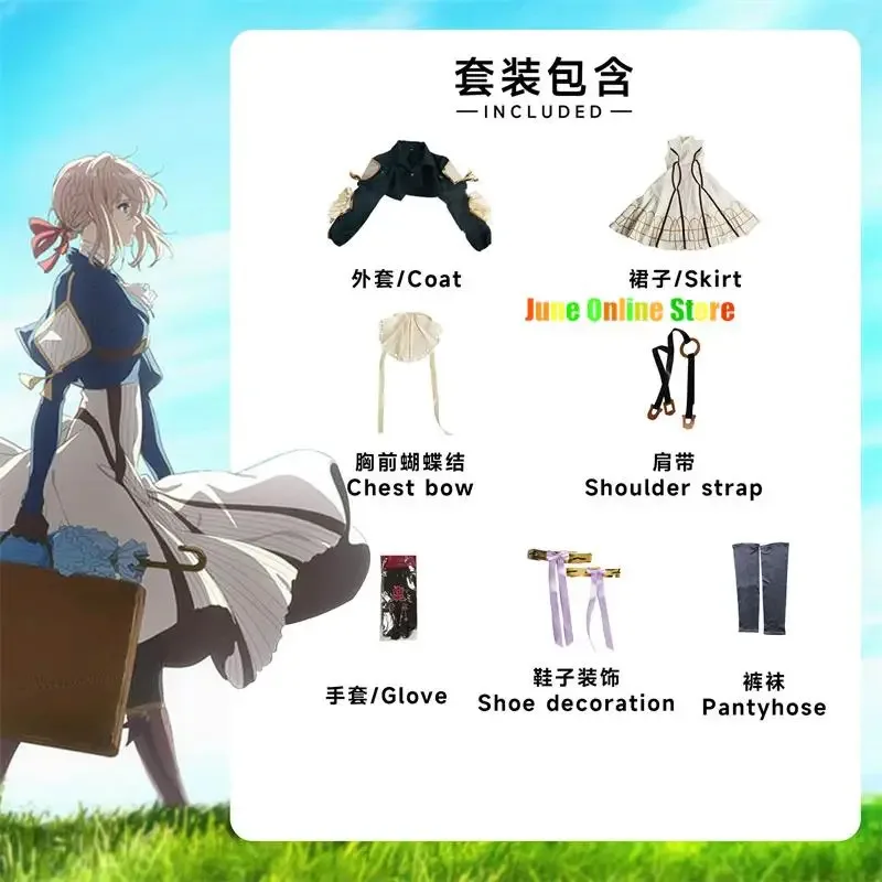 Anime Violet Evergarden Cosplay Kostüm Prinzessin Dienstmädchen Kleid Anime Violet Evergarden Kostüm für Frauen Halloween Größe XS-3XL