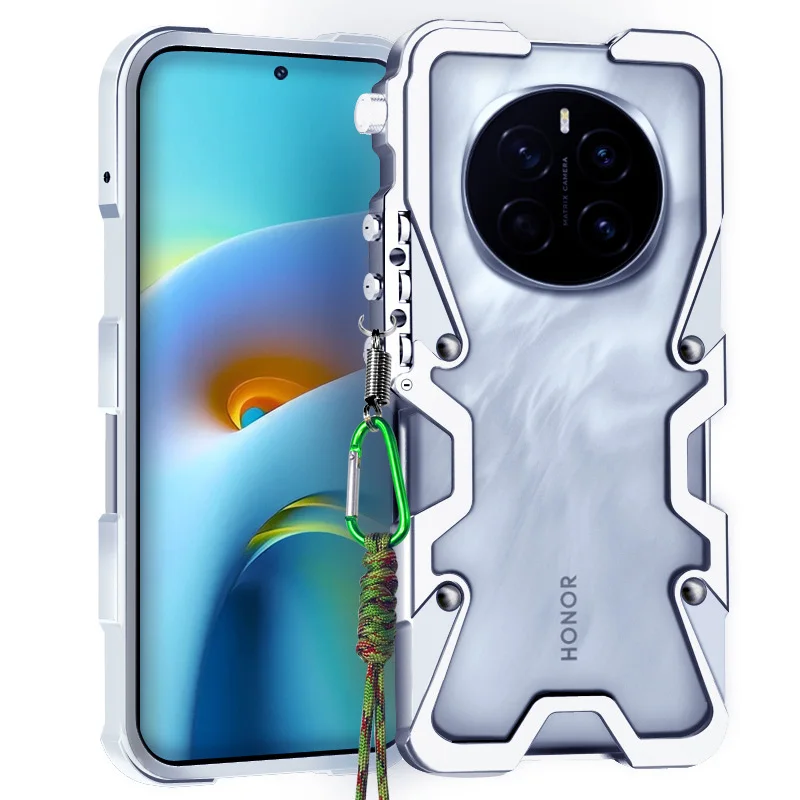 

Роскошные брони, металлические алюминиевые чехлы для телефонов, бампер для Honor Magic 7 Pro Magic7 Pro, механический чехол с черепом ручной работы