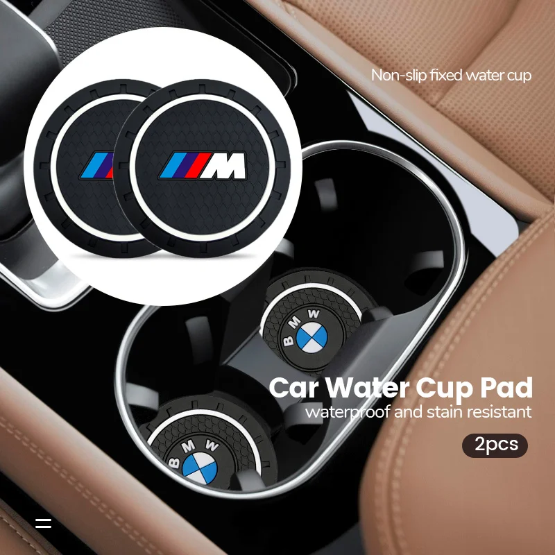 2pcs Car Coasters Water Cup Slots Non-Slip Water Cup Mat Drink Pads For BMW F10 F20 F30 E90 F80 F87 X1 X2 X3 X4 X5m X6m M2 M3 M4