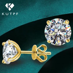 4-prong Set Brilliant Cut Moissanite Stud Earrings 925 Sterling Silver D Color VVS1 Solitaire Diamond Ear Studs with Certificate