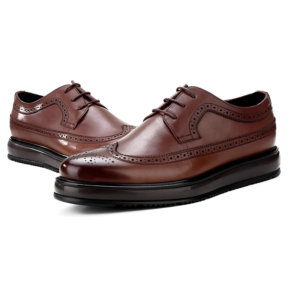 

Stylish Personalized Men's Genuine Leather Oxford Handcrafted Dress Shoes Platform Footwear Flats