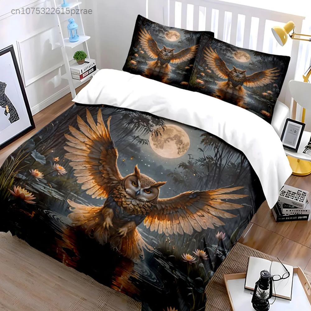 "Owl Design Art Decor Set" Multiple Sizes kid's And adults' Bedroom Exquisite 3PC Bedding set, Gift
