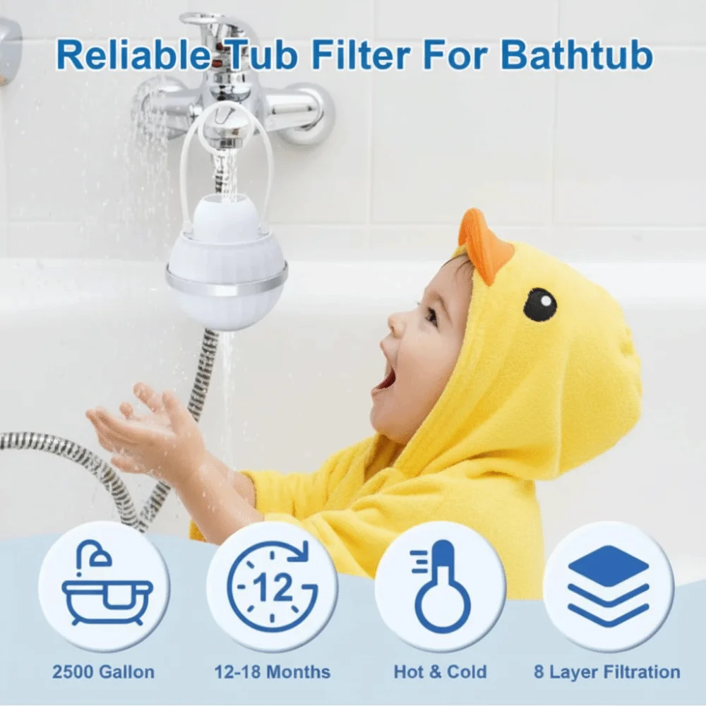 

PP Material Portable Plastic Bathtub Water Filter Efficient Filter Improve Water Quality Water Softener Splash-proof Design