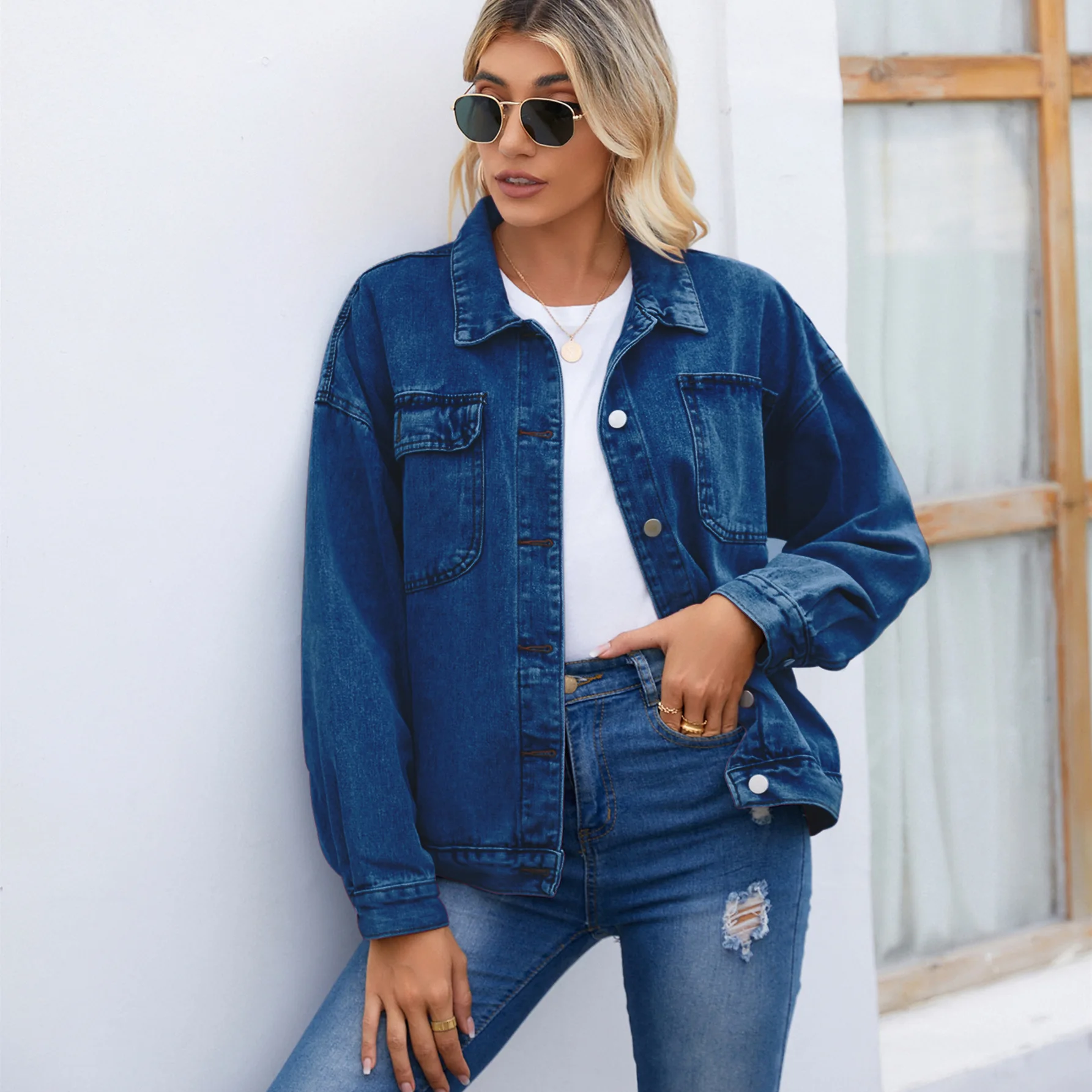 Autumn Winter Denim Jacket Women Washed Coat Top Vintage Single Breasted Turn Down Collar Pockets Outerwear Y2k 2025 Streetwear
