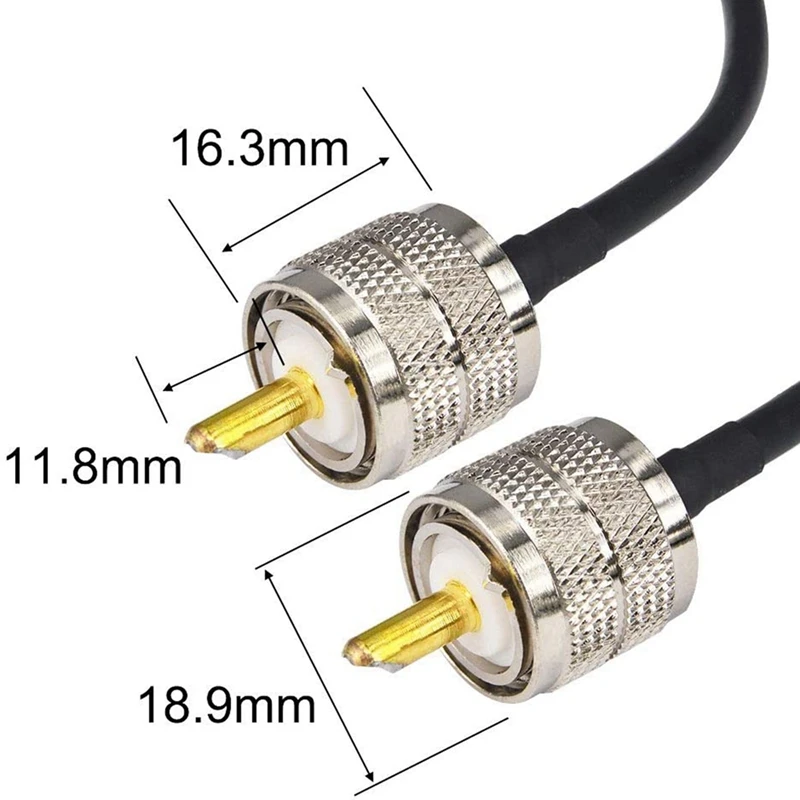 Packung mit 2 cb Radio antennen kabel 50cm pl259 uhf männlich zu männlich rg58 koaxial Patch Blei für Amateur Amateurfunk cb Marine