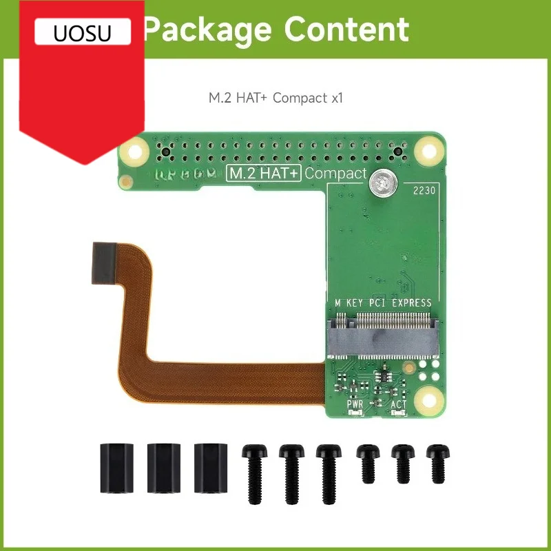 1Pcs M.2 HAT+ Compact, Designed For Raspberry Pi 5, for NVMe Protocol M.2 Solid State Drive