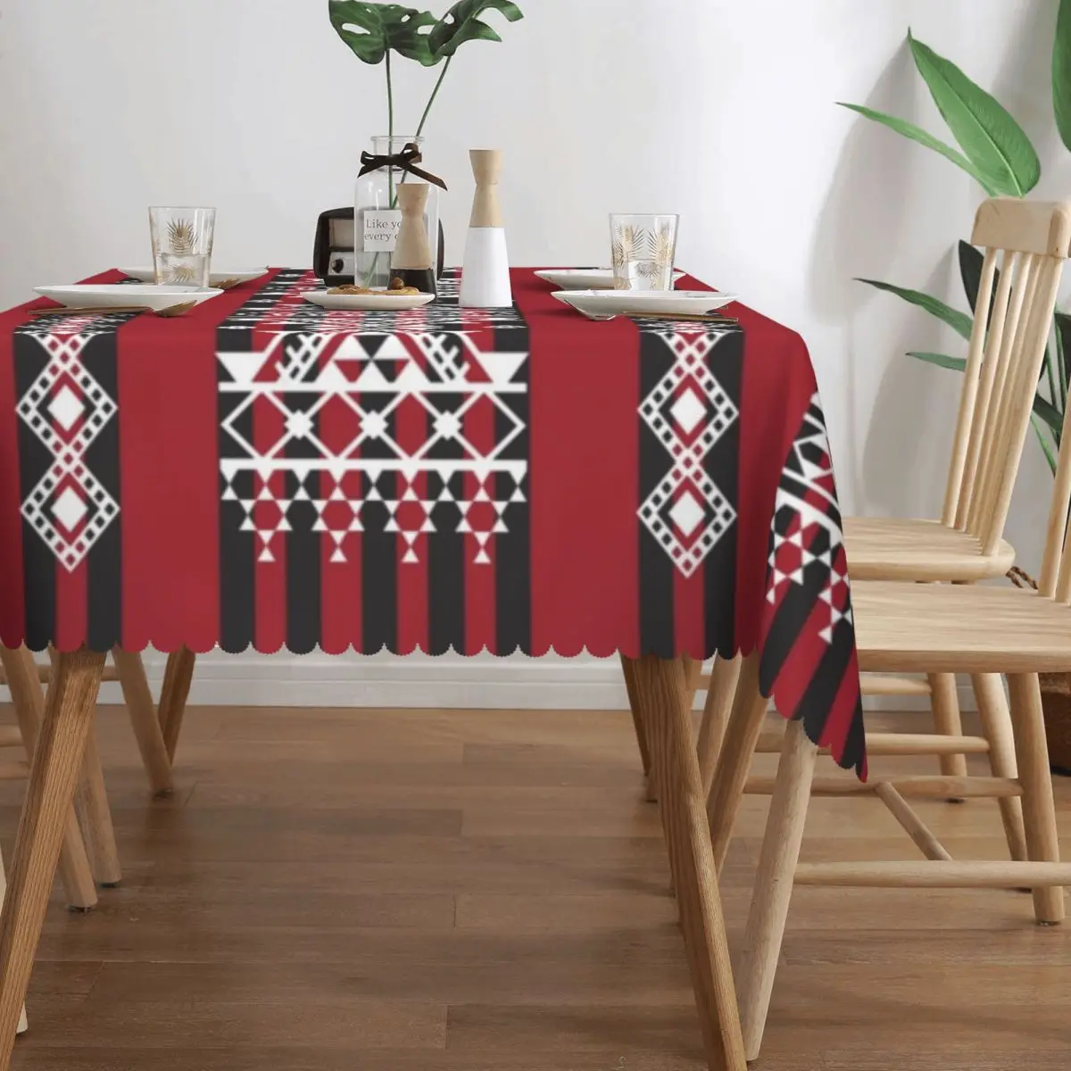 مستطيل مقاوم للماء النفط واقية الأحمر كابيلي السجاد نمط مفرش المائدة غطاء الطاولة 40 "-44" صالح الهندسة هندسية الجدول القماش #3