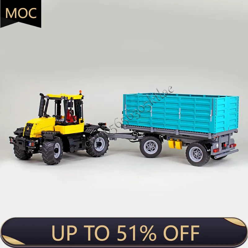 

1386 Parts MOC City Engineering Heavy Yellow Tractor Model Technology Building Blocks Creative For Children Popular Toys Gifts