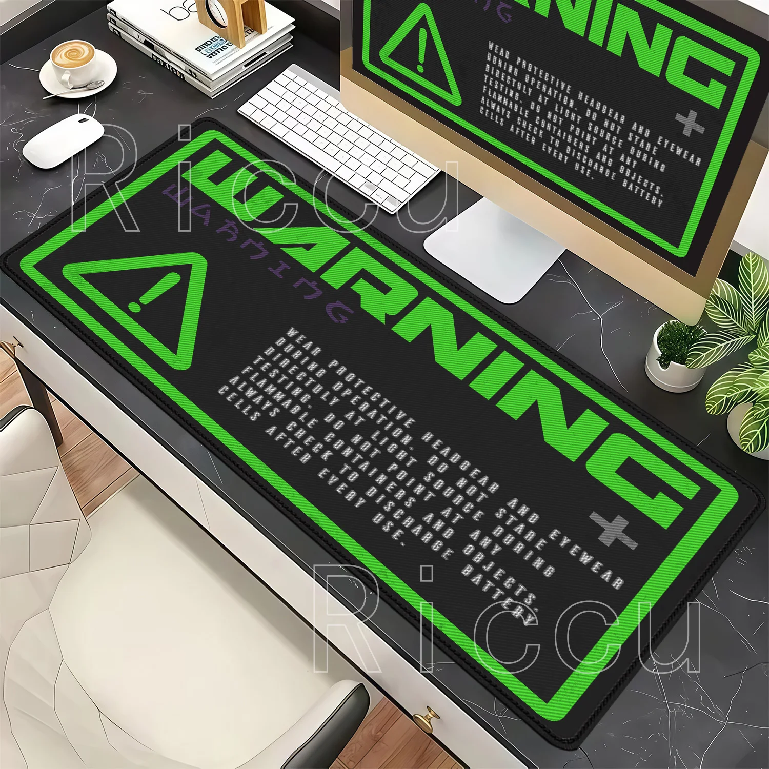 Mousepad English Warning Art PC Gaming Non-Slip Base Rubber XXL Office Accessories Mouse Pad Keyboard XXL HD Printing Desk Mat