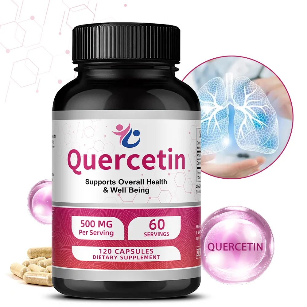 Quercetin 500 Mg, 120 Vegetarian Capsules - Antioxidant Quercetin Supplement for Heart Skin Brain and Immune Support