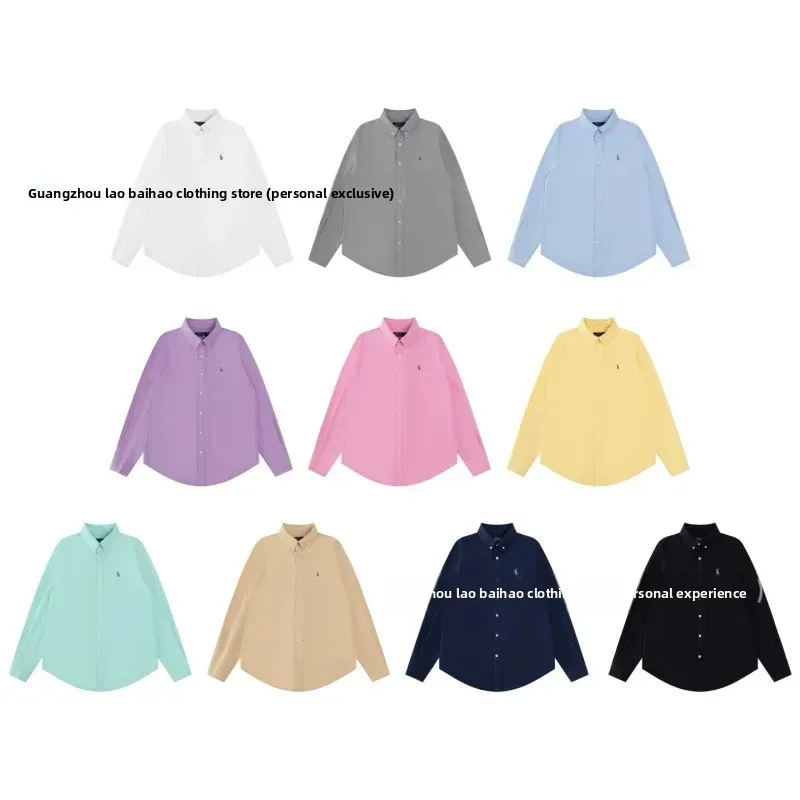 Frühling Herbst Casual Klassische Langarm-shirt Einfache Stickerei Bunte Pferd Oxford Tuch männer Hemd Mode Marke Ralph Lau