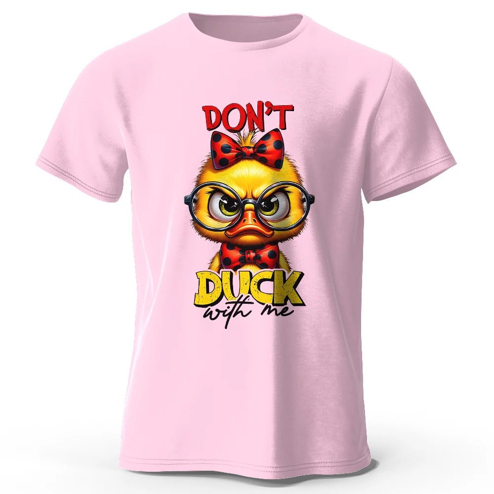 T-Shirt aus 100 % Baumwolle mit Cartoon-Enten-Aufdruck, weiches und atmungsaktives Rundhals-Kurzarm-T-Shirt, lustiger und verspielter Unisex-Stil