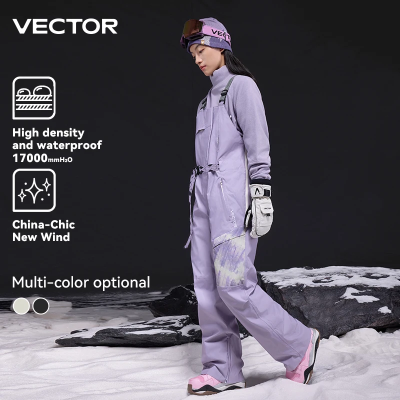 VECTOR Herren- und Damen-3L-Silhouette-Skioverall sind wind- und wasserdichtes Nylon-Volldruck-Gummi-Outdoor-Skifahren