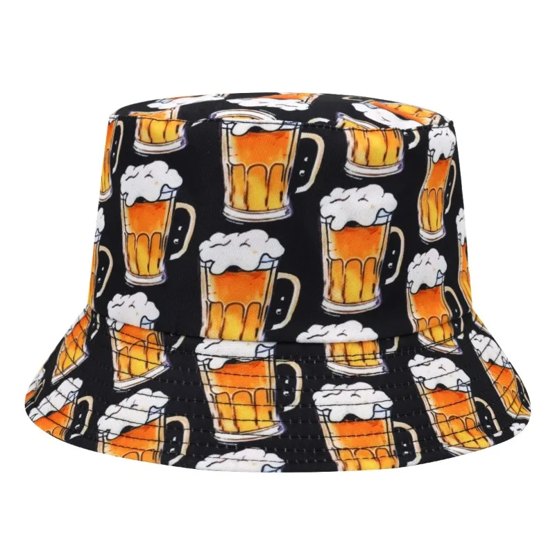 Beer Print Bucket Hat Festival Party Decorate Fisherman Hat Women Men Summer Outdoor Sun Protection Panama Reversible Sun Gorras view 3