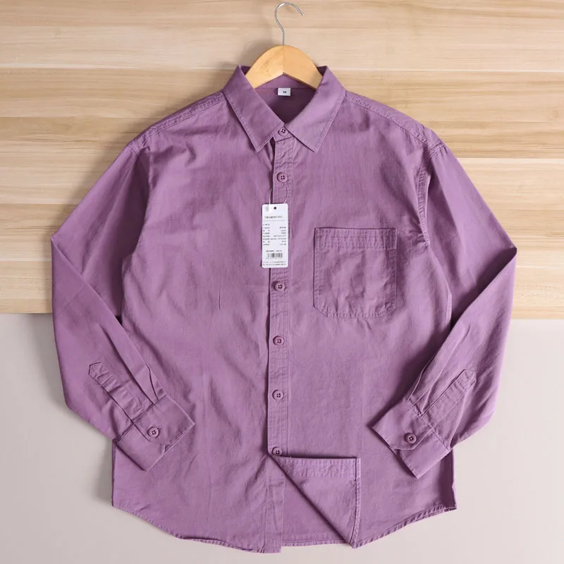 Twill di puro cotone pesante irt Sli Casual da uomo lungo Sve Colore retrò Nuovo autunno Faion Loose Fit Home Dail...