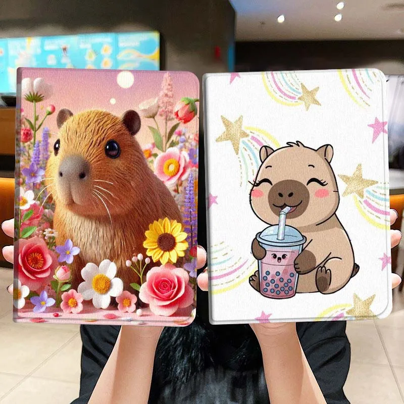 

Flower Art Coloful Capybara Gift For Honor Pad 8 V8 9 GT MagicPad 13 3 2 Tab MatePad Pro Air 12 X 12.6 Foldable Tablet Case