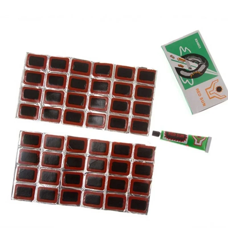 48pcs colla a freddo per bicicletta + colla Set di strumenti per la riparazione di pneumatici per biciclette kit di riparazione di pneumatici Patch in gomma fetale