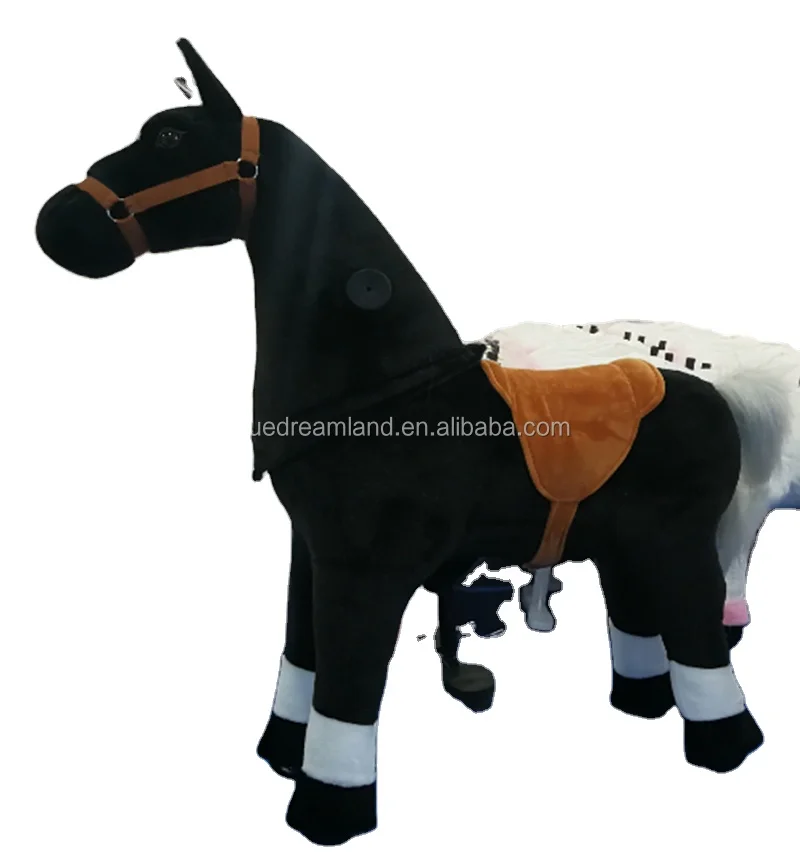 Amusement mechanical stuffed plush kids adult animal walking ride-on horse riding toy cars for sales