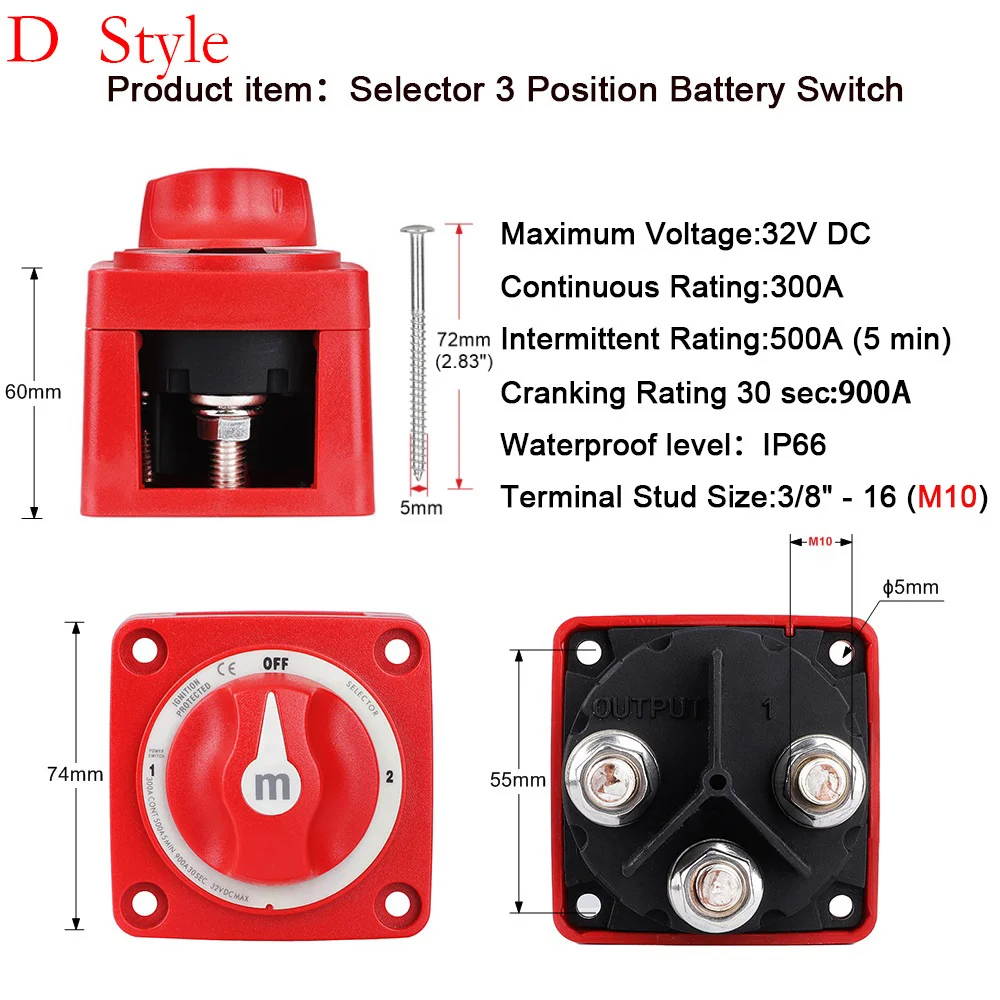 2 3 4 Positionen Massenschalter für 12V Batterie, 12V Batterietrenner, Kupplung, Drehschalter für Wohnmobil, LKW, Boot, 300tdi – Detail 4