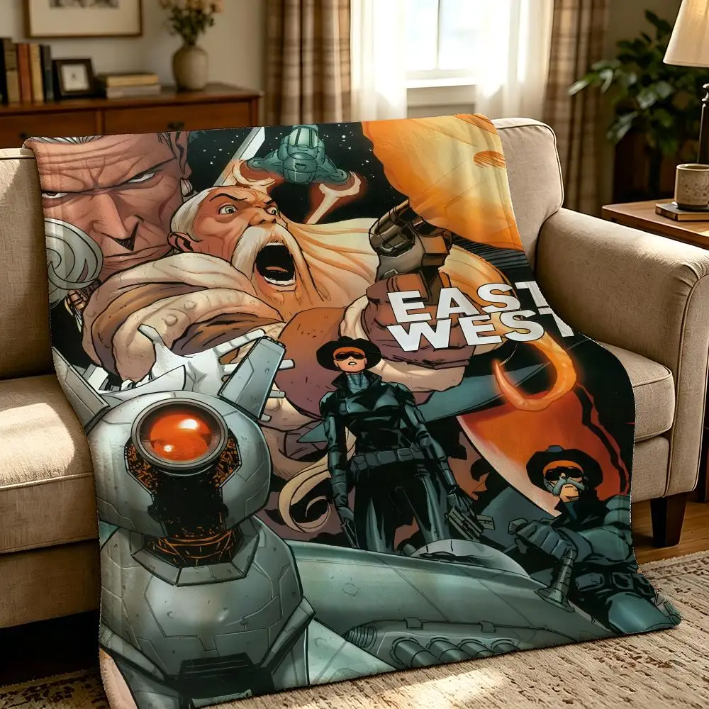 comic E-East Of West-t Throw Thick Comfort Flannel Quilt, Multi-scene Use Indoor Outdoor Daily Nap