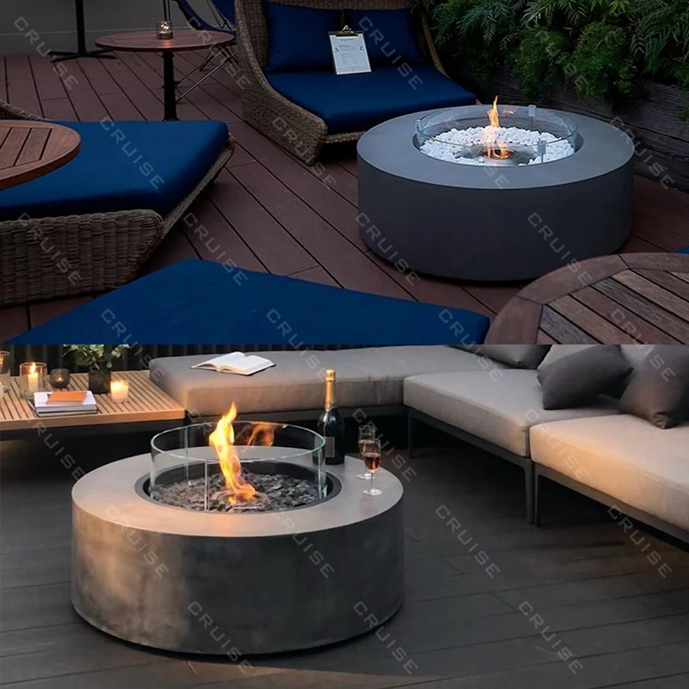 Custom 1400mm Iron Stove Fire Pit CRUISE BBQ Outdoor Cooking with Wood/Gas/Alcohol/Automation True Fire Burns Warm Table