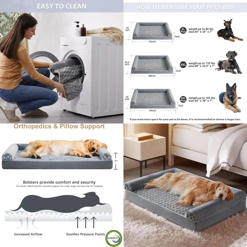 

Large Dog Orthopedic Bed - Waterproof & Removable Cover for Medium to Large Pets