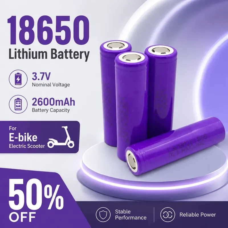 For M26 18650 Lithium Rechargeable Battery 3.7V 2600mAh 10A Discharge Power Cell for E‑bike Electric Scooter