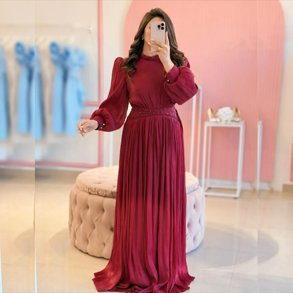 

Длинные платья трапециевидной формы со складками и бисером по индивидуальному заказу, женское вечернее платье на заказ, элегантное вечернее платье для свадьбы, высокое качество