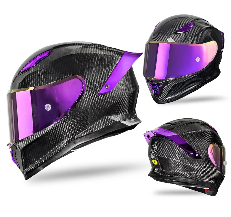 Factory Direct 3K & Purple Carbon Fiber Helmet - 3C&DOT Certified &  Ready,12-Month Warranty