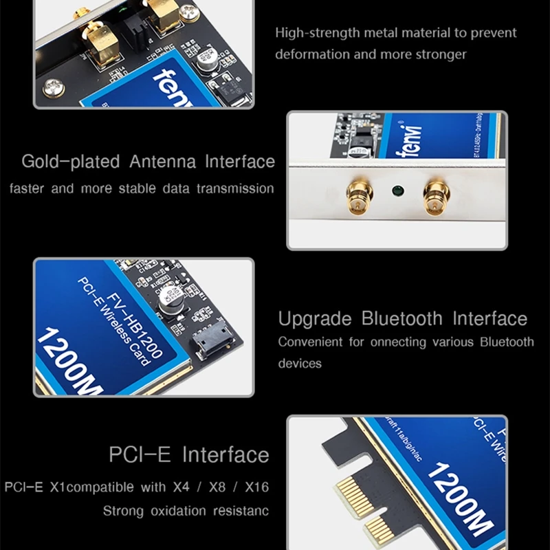 FV-HB1200 Desktop PCI-E Wireless Adapter Mac OS Hackintosh Wifi Dual Band 1200Mbps Wi-Fi BT 4.0 802.11ac Wlan Card macOS Big Sur