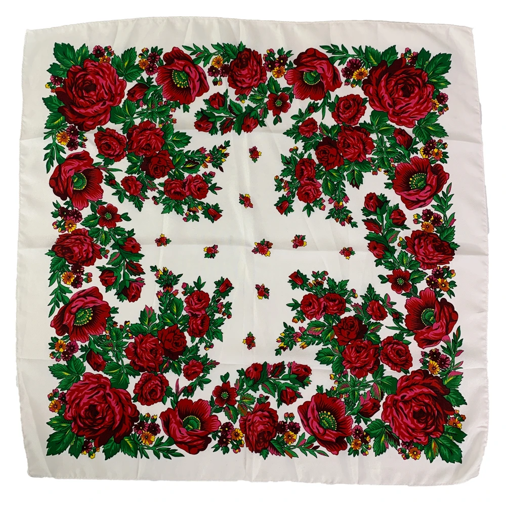 70*70cm sciarpa quadrata russa donna lusso stampa floreale Bandana signora fascia sciarpe Babushka fazzoletto avvolge la testa