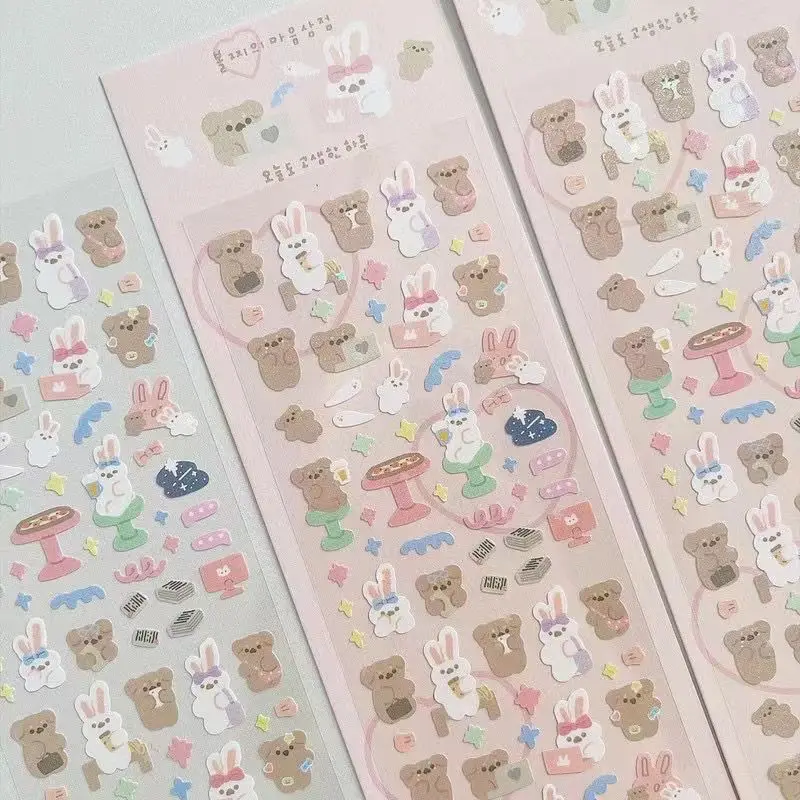 New Cartoon Laser Cute Animal Stickers DIY Scrapbooking Happy Planning Stationery Decorative Stickers Art Supplies