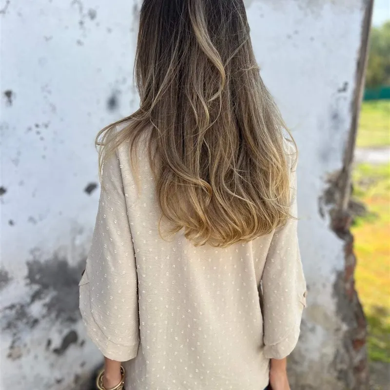 

European American Sle round Ne Chiffon Jacq Casual Faion Men's T-irt Seven Sve Pure Color Spring Autumn 2025