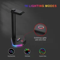 Headset Support Stand Space Saving Desktop Organizer Vertical Bracket Hanger RGB Lights Backlight Headphone Stand Holder Rack