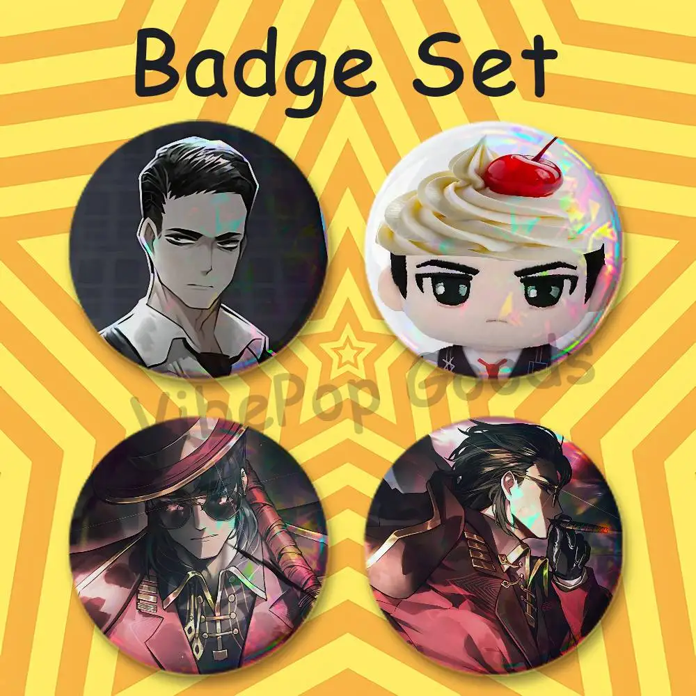 M-Meursault 25mm Badge 4-Piece Set Mini Pill Baji Kawaii Collectibles Creative Button Pin for Ita-Bag